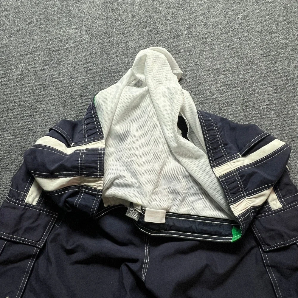 Urban Up Pipeline Mens Navy Blue Cargo Swim Trunks White Stripe Board Shorts XL